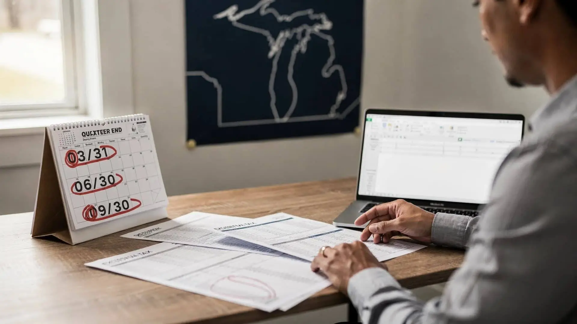 Tax professional completing Retail Tax Filing online