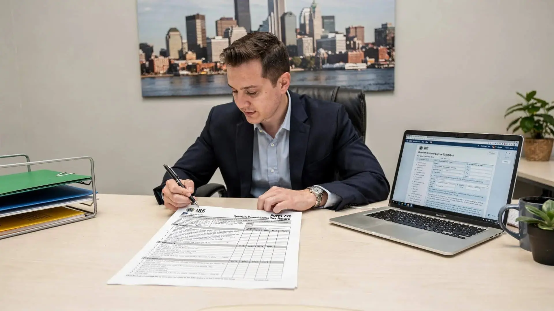 Tax professional completing Retail Tax Filing online